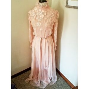 Vintage Embroidered Chiffon Dress